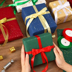 Christmas Ribbons, DECYOOL 4 Rolls 100 Yards Christmas Satin Ribbons 15mm Wide Holiday Craft Ribbons for Gift Wrapping and Xmas Decoration, Red & Green