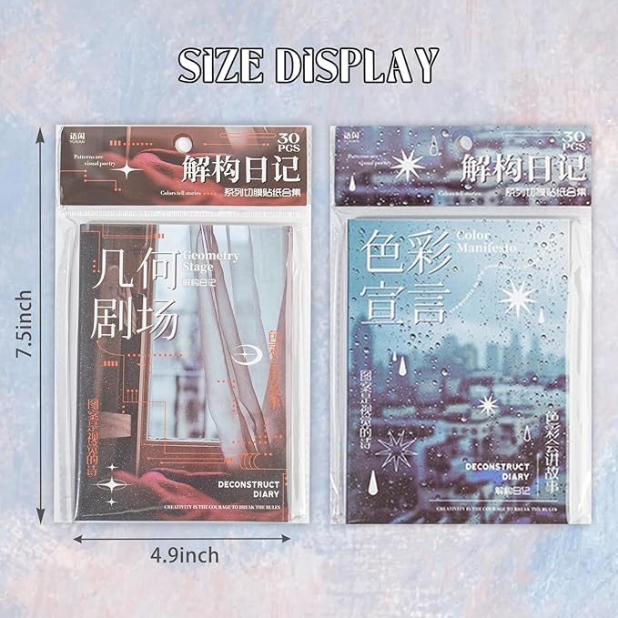 2 Pack Y2K Foil Sticker Books | 60 Vintage Cut-Out Stickers for Scrapbooking, Junk Journals & DIY Crafts - Glossy/Matte/Textured Styles