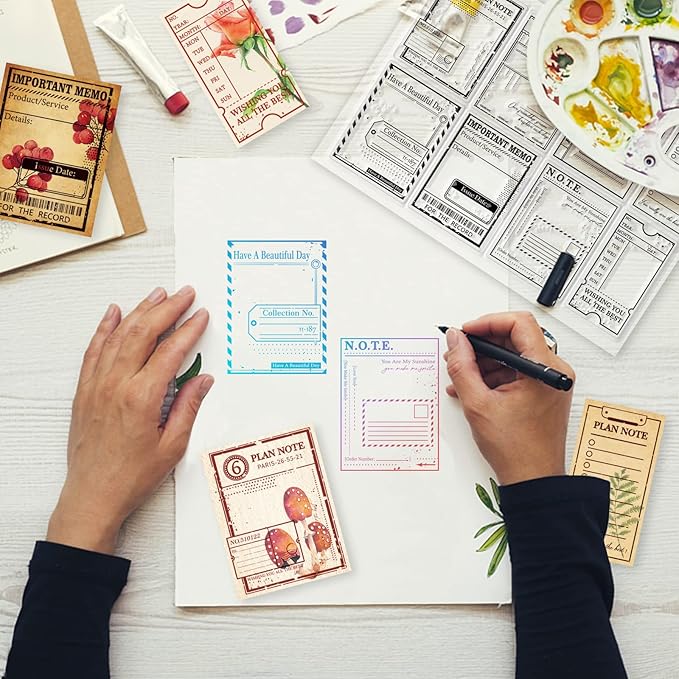 GLOBLELAND Vintage Plan Label Clear Stamps for DIY Scrapbooking Organizer Task Arranger Silicone Clear Stamp Scheme Seals for Journals Decorative Cards Making Photo Album