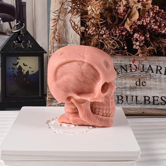 Skull Head Candle Mold - Resin Casting Silicone Molds for Home Decor & Candle Making Wave Spiral Mold