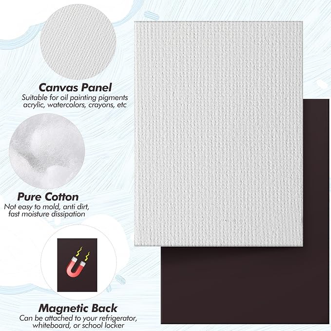 Engrowtic 50 Pcs Magnetic Painting Canvas Panel Mini Canvas Boards for Painting Mini Tile Art for Fridge Locker Art Crafts DIY(2 1/5 x 3 in,Rectangle)