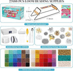 PP OPOUNT Value Bead Loom Kit, 27688 PCS Beading Supplies with 48 Color 3 mm Seed Beads, Beading Loom Kits for Adults Jewelry Making, Bracelets Belts, Earrings Belts