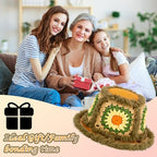 Noocro Crochet Kit for Beginners or Intermediate Level, Fuzzy Granny Square Bucket Hat, Step by Step Video Tutorial, Detailed Instruction Complete Kit Craft Supplies Holiday Gift (Olive Grove)