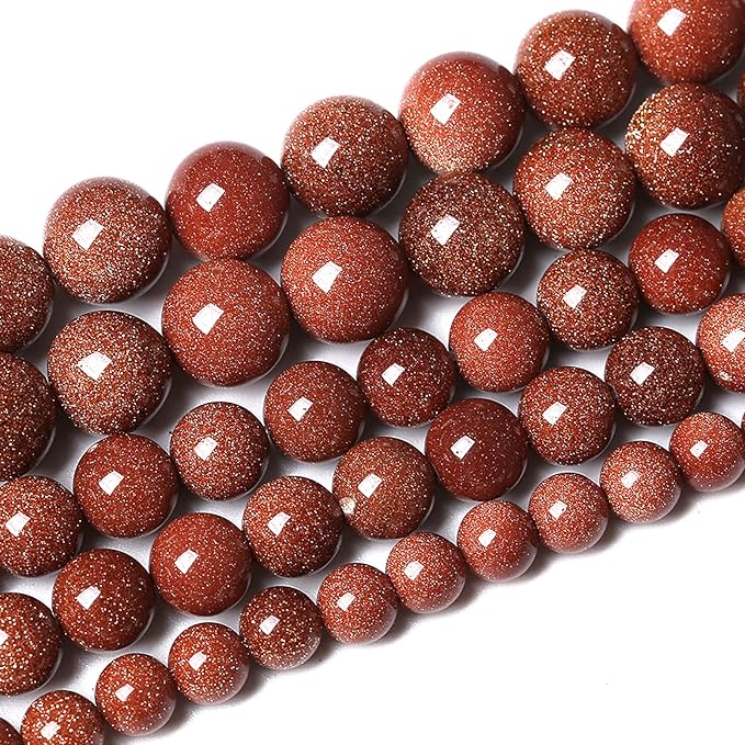 46pcs 8mm Natural Gold Sandstone Beads Gemstone Round Loose Beads for Jewelry Making DIY Bracelet Necklace 15“