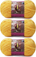 Chunky Chenille Yarn for Crocheting - 3x100g/3.5oz Baby Blanket Yarn for Crocheting Soft - 262 Yards Fluffy Thick Plush Yarns for Knitting Blankets Amigurumi (3, Golden Yellow)
