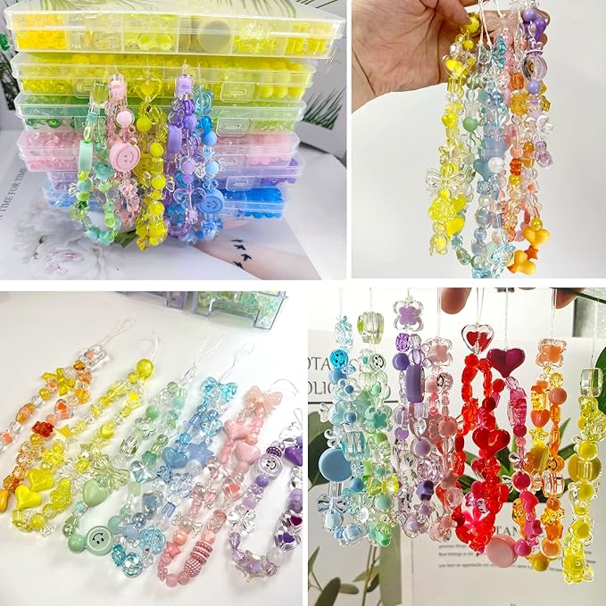 560pcs Acrylic Red Heart Star Butterfly Pastel Candy Color Assorted Beads for Bracelets Jewelry Making Necklaces DIY Crafts