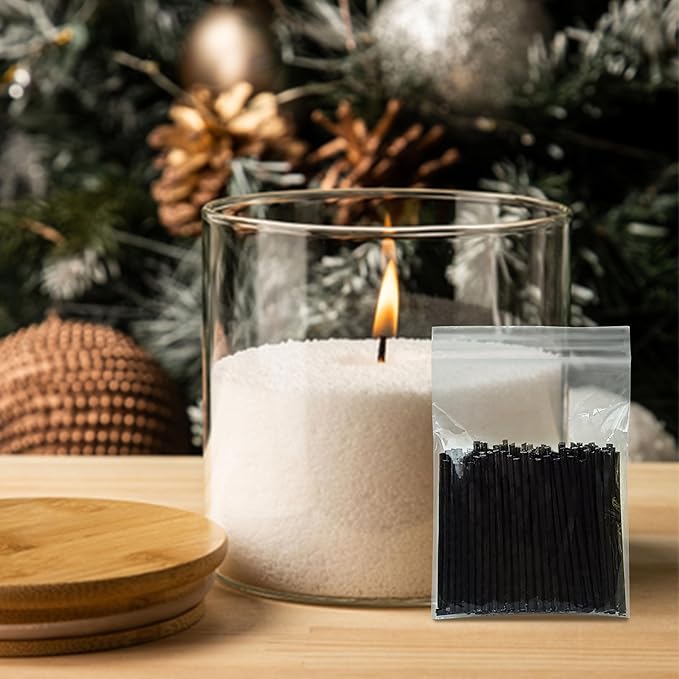 2" Black Cotton Candle Wicks 50 Pack – Metal-Free & Lead-Free for Pearled Candles Sand Wax Extra Refill, DIY Candle Making