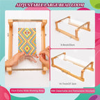 PP OPOUNT Adjustable Bead Loom Kit, Wood Loom Beading Supplies with Detailed Instructions, Practical Jewelry Making Accessories, Beading Loom Kits for Adults Jewelry Making Bracelets Belts