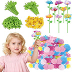 FUNZBO 216 Pcs DIY Fabric Flower Bouquets Toys Accessories - Flowers Market Toy Accessorie - Christmas Arts & Crafts Toy Accessories for 4 5 6 7 8+Year Old Girl Birthday Gifts Ideas (36 Flower Stems)