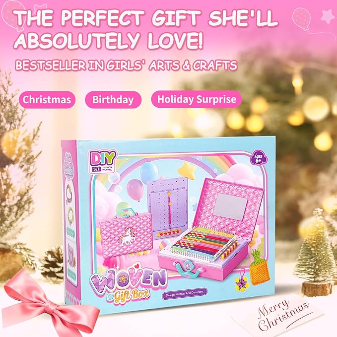 Friendship Bracelet Making Kit Toys Girls for Gifts Age 8 Year+,Quick Maker DIY Arts and Crafts Toys Kits,Best Every for 6-12 Year Girls Christmas, Birthdays Gifts (Pink)