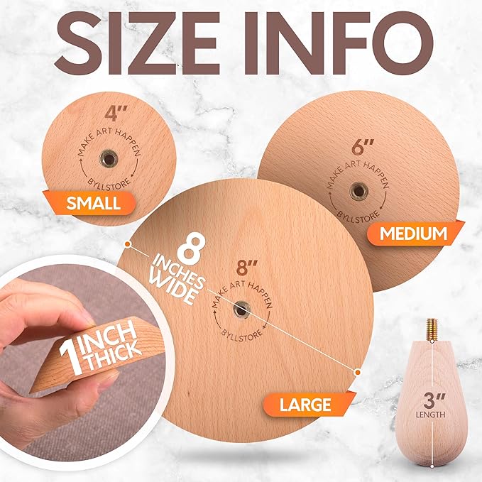 Byllstore 3-Pack Round Pottery Molds | Create Bowls & Plates | 4″, 6″ & 8″ Ceramic Tops | Interchangeable Handle