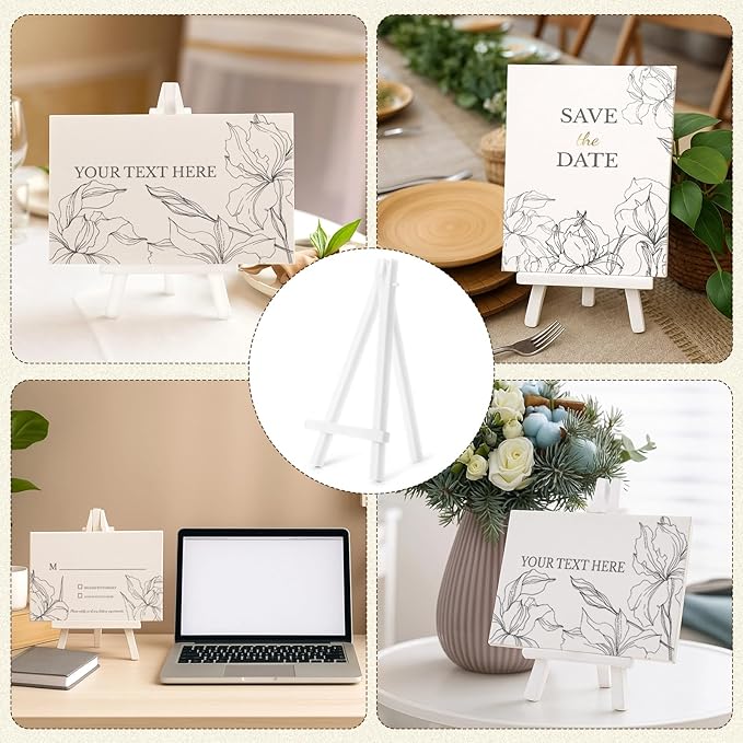 100 Pcs 6 Inch Mini Plastic Easel Stands Bulk White Art Easel Tripod Tabletop Holder for Painting Sign and Card Photo Display Canvas Craft Wedding