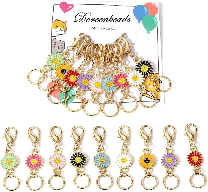 DoreenBeads Stitch Markers for Crocheting and Knitting, Alloy Enamel Crochet Marker Crochet Gifts for Knitting Weaving Sewing Accessories Quilting Jewelry Making