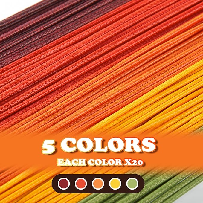 Tudomro 100 Pieces 20 Inch Waxed Leather Necklace Cord Bulk with Clasp Colorful Necklace Bracelet Chains String Rope Cord for Jewelry Making Pendants Charms(Fall Color)