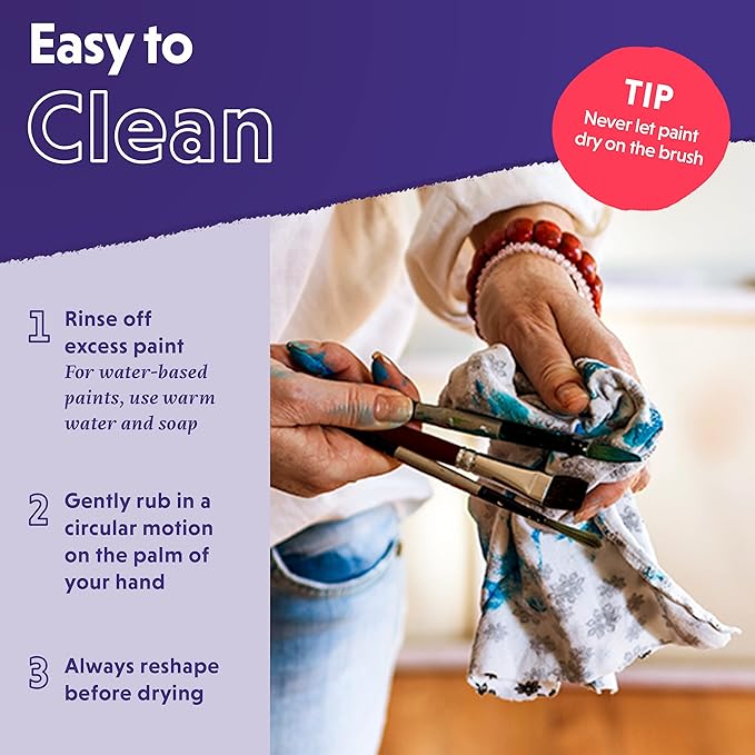 Crafts 4 All Acrylic Paint Brushes - Pack of 10 Professional, Wide and Fine Tip, Nylon Hair Artist Paintbrushes - Paintbrush Bulk Set for Watercolor, Canvas, Craft, Detail & Oil Painting