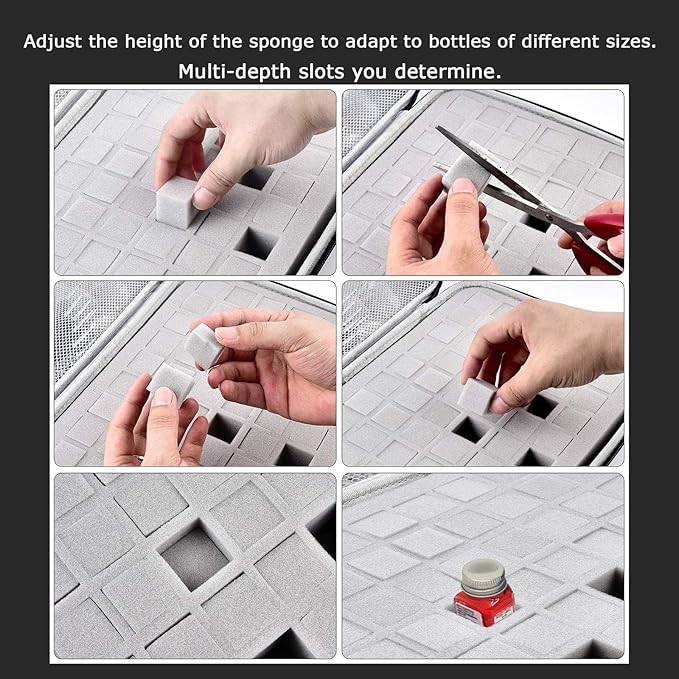 Model Paint Storage Case for Testors Paint Set, Paints Organizer Carrying Bag Holds 60 Bottles with 9 Fine Detail Miniatures Brushes, Enamel Container, Drawing Ink Holder-Box Only (Grey)