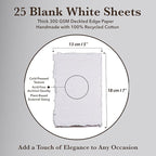 Wanderings Thick Handmade Deckled Edge Cotton Paper - Cold Pressed Texture - Paint, Watercolor, Drawing, Writing, Cards, Invitations, Menus, Arts and Crafts. 25 Pack White 300gsm - 5" x 7"