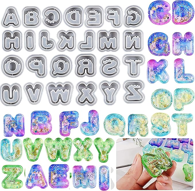 26-Pack Small Matte Letter Mold Set - Alphabet, Animal & Clay Molds for Resin Casting, Candle Making & Home Decor