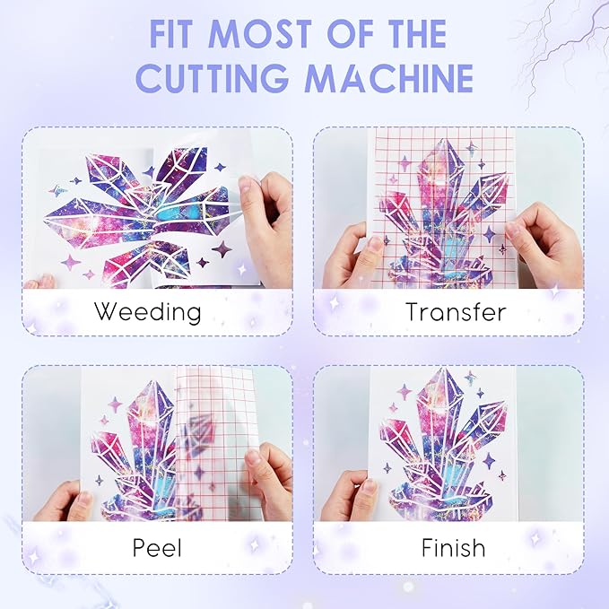 Galaxy Permanent Vinyl Roll- 12 * 8ft Purple Galaxy Permanent Adhesive Vinyl for Mugs Decors Self Adhesive Sticker