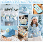 72 Pcs Winter Stickers Patches Snowflake Chenille Christmas Patches Self Adhesive Embroidered,Include 52 A-Z Letters Patch,20 Snowman Gloves Penguin Stick on Patch for Trucker Hats Backpacks Bags