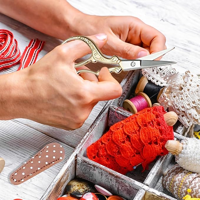 BIHRTC 3.6Inch Vintage Crochet Scissors - Small Embroidery Scissors with Stainless Steel Sharp Pointed Blades - Ideal for Sewing, Craft, DIY & Artwork DIY Tool