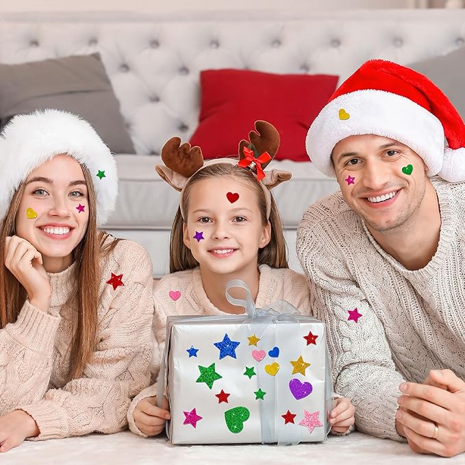 1000 Pcs Foam Stickers Glitter Shape Stickers Colorful Heart Stars Sticker Self Adhesive Geometric Sticker for Kids Crafts Supplies Preschool DIY Art Project Scrapbooking Home Decor(Heart & Star)