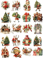 TIAMECH Merry Christmas Paper Stickers - 96 Pcs Santa Clause Elk Christmas Ball Design, Waterproof Sticker for Journaling & Scrapbooking, Junk Journal Supplies, Ephemera & DIY Crafts