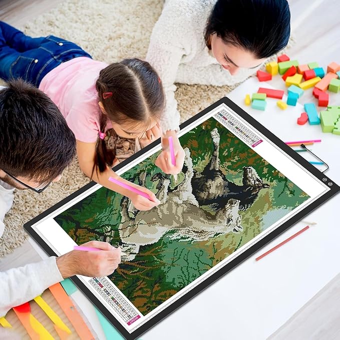 Rechargeable A2 Light Pad 23.7"x15.8", Large LED Light Board for Diamond Painting, 3-Color Modes Light Box, Diamond Art Light Table, Lightbox for Tracing and Drawing, Sketching, Artists
