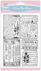 GLOBLELAND Vintage Background Clear Stamp for Scrapbooking Text Texture Silicone Stamps Retro Plants Transparent Stamp for Card Making DIY Embossing Journaling