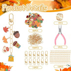 AUGSUN 189Pcs Fall Keychain Making Kit, Autumn Charm Jewelry Chain Making Crafts, 60 Thanksgiving Charms 12 Keychain Clips Hooks 15 Extender Chains 100 Jump Ring and Jewelry Plier for Holiday Gifts