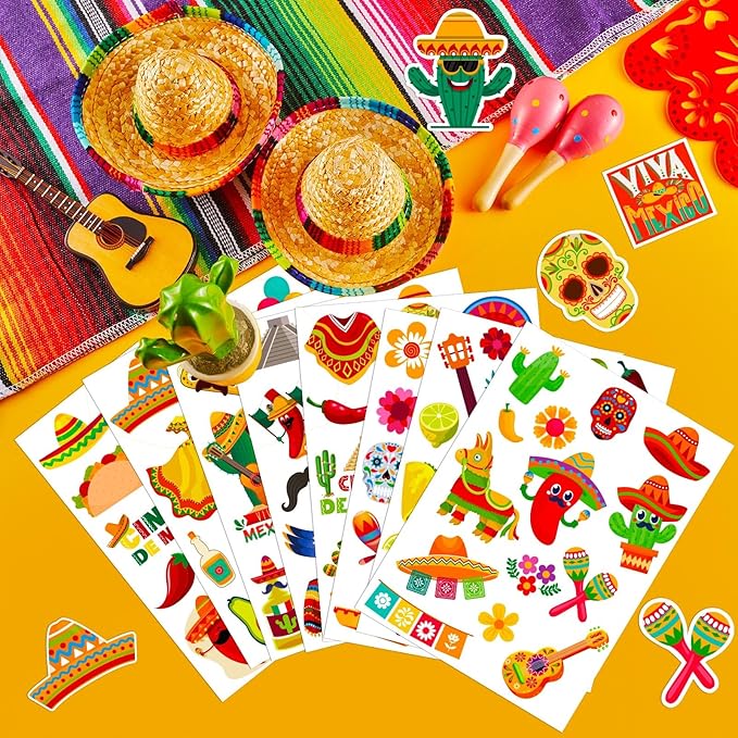 Cinco De Mayo Stickers for Kids, 236Pcs Funny Mexican Fiesta Stickers for Mexican Taco Party Favors Boys and Girls Gifts