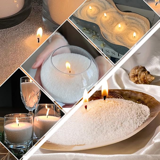 NICEME White Candle Sand with Wicks Pearled Candle Wax Beads, 26OZ/ 750g Customized Powder Candle Making Kit All Natural Granulated Wax for Candles Self Extinguish Refillable Candles with 30pcs Wicks