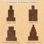 Letter Stamps, 56pcs Alphabet Stamps with Weeks and Weather, Number Stamps with Wooden Case, Vintage Symbol Wood Stamps with Ink Pads Rubber Stamps for Crafting, Card Making, Scrapbooking