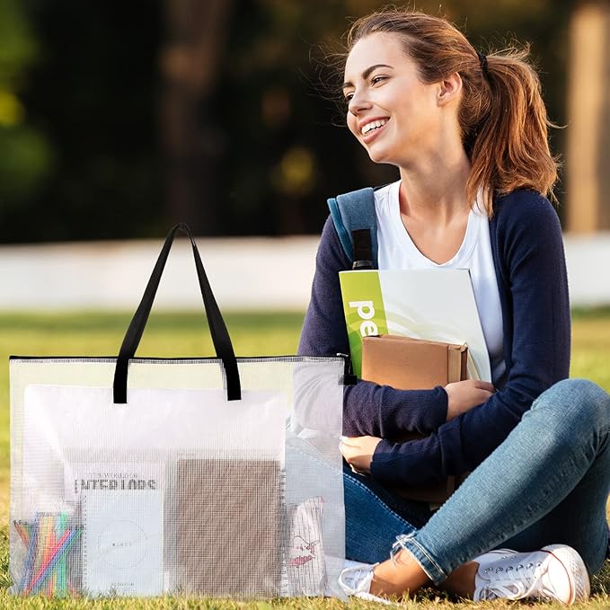 Frienda 10 Pieces Art Portfolios Bags Waterproof Portfolios Posters Storage Supply Bags with Zipper and Handle for Art Artworks, Bulletin Boards, Charts and Teaching for Back to School (19x25 Inches)