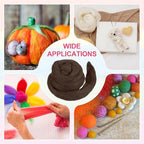 MECCANIXITY Wool Roving Yarn Soft Felting Wool 50g/1.76oz Pure Chunky Roving Yarn for Needle Felting Knitting Blanket Spinning Weaving Art DIY Craft Dark Coffee