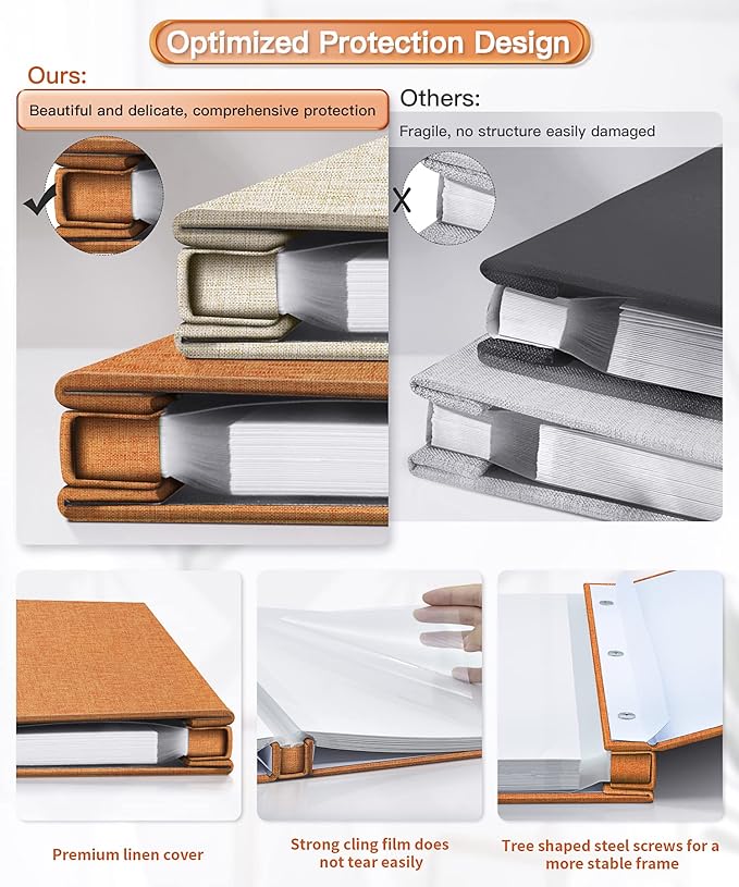 Popotop Photo Album Self Adhesive Scrapbook Album for 4x6 5x7 8x10 Pictures DIY Photo Book as Scrapbooking Supplies Kits, Birthday Gifts for Women Mom Wedding Baby Family Travel