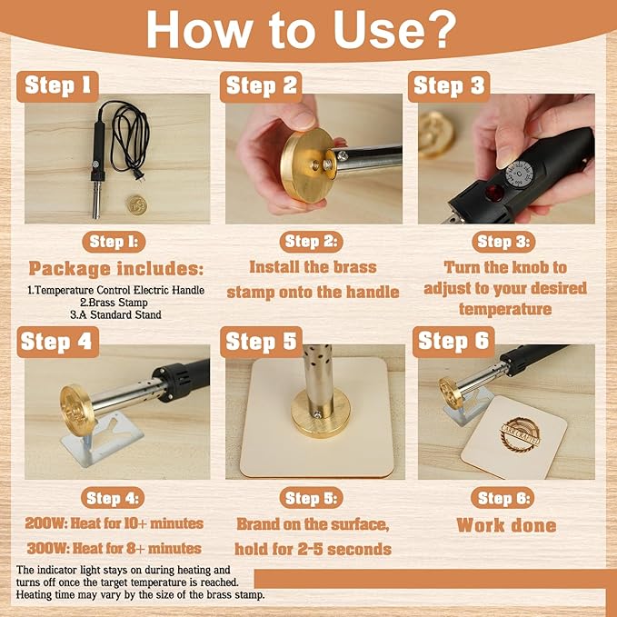 Terwex Custom Electric Branding Iron for Wood, Black Temperature-Controlled Wood Branding Iron Personalized Metal Stamp, Logo Branding Irons Letter Stamp for Leather Food, Woodworking Tools(1.5")