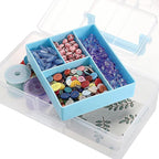 JUXYES 2 Pack Plastic Carry Storage Box with Removable Dividers, Clear Art Craft Supply Storage Bin Sewing Box with Handle Lid, 2 Layers Stationery Storage Case for School/Office Supplies Light Blue