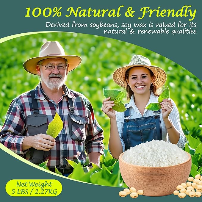 SWIGRANCE Soy Wax Pellets 5LBS / 2.27kg, Natural Soy Candle Wax Candle Making Supplies, for Making Pillars, Container and Molded Candles, Cire de SOJA