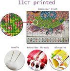 Funart Stamped Cross Stitch Kits for Beginners Full Range of Cross Stitching Preprinted Embroidery Kits for Adults, 11CT Embroidery Pattern Needlepoint Kits-Flower Skeleton 18x18 inch