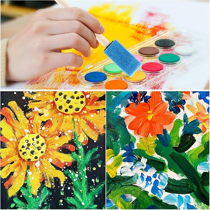 1" Foam Paint Brushes - 100 Pack, 1-Inch Painting Sponges - Premium Foam Brushes - Lightweight & Durable - Sponge Brush Ideal for Painting, Crafting, Acrylics, Stains, Varnishes (Blue)