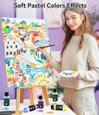 52 PCS Pastel Acrylic Paint Set with 12 Brushes, 2 Knives & Palette, 36 Colors (2oz/60ml) Art Craft Paint for Adults Kids Artists Beginners, Canvas Ceramic Rocks Wood Painting Kit Art Supplies