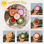 Handmade Yarn Coasters with Storage Basket – 5-Pack Soft Crochet Drink Coasters – Washable, Durable – Unique Gift for Coffee Lovers, Housewarming, Birthday (Fruit)