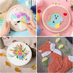 JSRQT Punch Needle Tool Set,Punch Needle Starter Kit,Adjustable Wooden Needle Punch,Rug Hooking Beginner Kit for Adults Beginner Embroidery