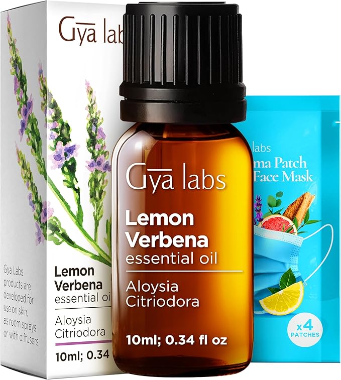 Gya Labs Lemon Verbena Essential Oil - 0.34 Fl Oz - for Hair, Skin, Diffuser, Aromatherapy & DIY Candle Making Scent