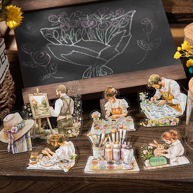 TIAMECH Girl Dreamer Professional PET Stickers - 90 Pcs Countryside Weaving Dream Design, Waterproof Sticker for Journaling & Scrapbooking, Junk Journal Supplies, Ephemera & DIY Crafts