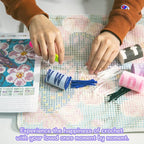 LAPATAIN Latch Hook Kits for DIY Throw Pillow Cover,Lily Needlework Cushion Cover Hand Craft Crochet for Great Family 17x17inch