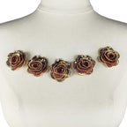 5 PC Rose Flower Sequins Lace Embroidery Patch Applique Trim Wedding Dress DIY Sewing Craft Clothes Applique, 1.6 Inch, Gold