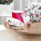 Hot Pink Velvet Wired Ribbon with Glitter Back 2.5 Inch Pink and Gold Christmas Ribbon Wired Fuschia Ribbon for Valentine's Day, Gift Wrapping, Wreaths Supplies (10 Yards)