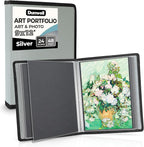 Dunwell Art Portfolio 9x12 Folder (Silver), Black Mounting Paper, Portfolio Binder for Artwork, 9 x 12 Art Folder, 24 Pockets Display 48 Pages, Acid-Free Poly Presentation Book